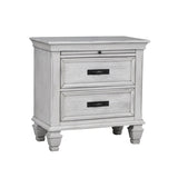MDF Nightstand with 2 Drawers in Distressed White Finish B016P255544