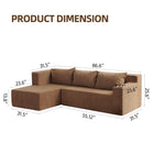 ZUN Modular Sectional Couch, Modern L-Shape Sectional Sofa with Chaise Lounge, Comfy Snow Velet Fabric W2733P183871