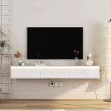 Floating TV Stand, Wall Mounted TV Shelf with Led Lights & Power Outlet,High Gloss TV Cabinet for tv W1321P311892