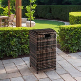 Wicker Patio Trash Bin, 33 Gallon Rattan Trash Can with Lid for Porch Backyard Deck Patio Poolside, 78050334