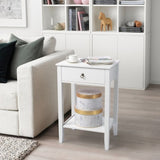 Two-layer Bedside Table Coffee Table with Drawer White 99618998