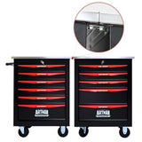 ZUN 6 Drawers Multifunctional Tool Cart with Wheels,Metal Rolling Tool Cart Storage for Garage Workshop W1102P245253