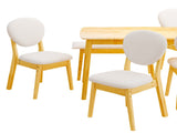 Rubberwood Dining Table Set, 1 Rectangular Table 4 Upholstered Chairs 1 Bench, Natural Wood 25118612