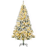 ZUN Christmas Trees, with Snow Frosted Branches, Warm White LED Lights 63176633