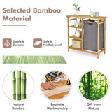 Bamboo Laundry Hamper Stand with 3-Tier Open Shelves 79290074