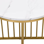 ZUN Modern Round Nesting Coffee Table Set 2-Piece White & Marbling Top Gold Base WF320654AAK