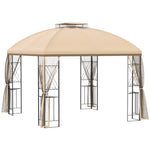 ZUN 10' x 10' Patio Gazebo with Corner Shelves, Double Roof Outdoor Gazebo Canopy Shelter with Removable W2225142540