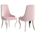 ZUN Pink and Chrome Upholstered Back Dining Chairs B062P145659