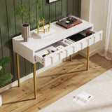 Modern metal leg double drawer dressing table, combining high-quality wood and metal, simple style, W2565P248233