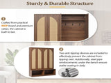 Farmhouse Widen Hall Tree with 4 Rattan Doors, Versatile 4-In-1 Seating Bench with N721P297555D