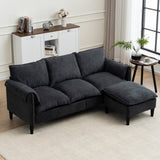 Convertible Combination Sofa Sofa L-Shaped Sofa with Footstools with Storage, Blue Sofa for Living W2012P253356