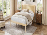 Platform Bed Frame with Headboard , Wood Slat Support , No Box Spring Needed ,King,Natural N709P425341N