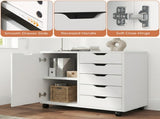 5-Drawer Rolling File Cabinet on Wheels, Wood Printer Stand with Storage Drawers for Home Office, 01596415