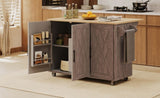 K&K 51.2"W Geometric Twill Stripe Textured Design Kitchen with Drop Leaf, Farmhouse Kitchen N707P221444Z