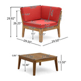 ZUN GRENADA CORNER AND COFFEE TABLE, RED 63888.00RED