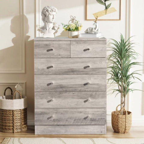 ZUN Modern Simple 6-Drawer Dresser Gray 89621614