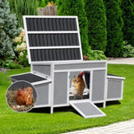 ZUN Weatherproof Wood Chicken Coop with Nesting Boxes, Indoor Outdoor, Gray W2181P151916