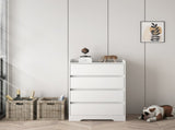 4 Drawer Dresser, Chest of Drawers Without Handle, White Dresser for Bedroom 100% Waterproof, Modern W132166400