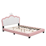 Full size Upholstered Princess Bed With Crown Headboard,Full Size Platform Bed with Headboard and N733P180808H