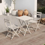 ZUN 3 Piece Patio Bistro Set of Foldable Square Table and Chairs, White W1586P143181