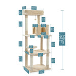 ZUN Luxury Cat Tree Cat Tower with Sisal Scratching Post, Cozy Condo, Top Perch, Hammock and Dangling 35162292