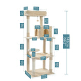 ZUN Luxury Cat Tree Cat Tower with Sisal Scratching Post, Cozy Condo, Top Perch, Hammock and Dangling 35162292