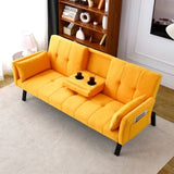 70-inch multi-functional cotton and linen sofa bed foldable cup holder side storage, instantly W3371P337202