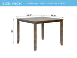 Wooden Dining Square Table, Kitchen Table for Small Space, 4 Person Counter Height Table, W1998126372