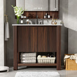 36" Modern Bathroom Vanity with Rectangle Ceramic Sink, Bathroom Cabinet with Large storage space N817P245321B