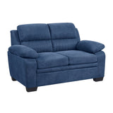 Comfortable Plush Seating Loveseat 1pc Modern Blue Textured Fabric Channel Tufting Solid Wood Frame B011133628