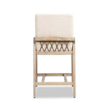 Arizona 25.5" Solid Ash Wood Upholstered Counter Stool with Rope Detail, Crme de la Crme White B2719P238401