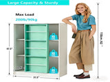 Bookshelf 6-Cube Storage Cabinet Bookcase with Sliding Storage Door Wooden Toy Organizer with Book 05629757