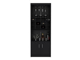 Pisek Bar Cabinet 5-Tier, Wine Cabinet, Liquor Cabinet, 12 Bottle Cubbies, 5 Shelves, Black B097P199747