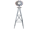 8FT Weather Resistant Yard Garden Windmill Gray & Red 43774607