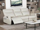 Contemporary Beige Double Reclining Sofa with Side Pocket 1pc Faux Leather Upholstery Plywood Living B011P501148