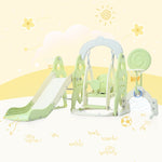 ZUN Toddler Slide and Swing Set 6 in 1, Kids Playground Climber Playset with Soccer Goal, 2 Basketball PP312508AAF