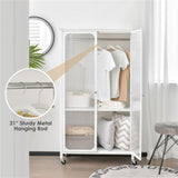 Modern Mobile Closet Armoire - 31.5"x14.5"x58" Size, Visible Doors, Adjustable Shelves & Hanging 85119250
