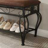 ZUN Shoe Rack Bench for, Industrial Bench, Rustic Shoe Rack for Small Spaces, Upholstered 14447507