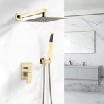 ZUN Shower set brushed gold 10 inch bathroom Deluxe mixer combination set wall mounted KE-3803-BG