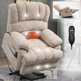 ZUN 23" Seat Width and High Back Large Size Beige Chenille Power Lift Recliner Chair with 8-Point 22233917