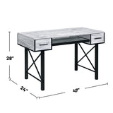 Rectangular Computer Desk with 2 Drawers, Antique White and Black B016P311793