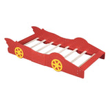 Twin Size Race Car-Shaped Platform Bed with Wheels,Red WF298789AAJ