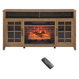 ZUN 55 inch TV Media Stand with Electric Fireplace KD Inserts Heater,Reclaimed Barnwood Color 08663291