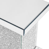 U-Can 11.8'' Silver Square Mirrored End Table LED lights, Modern Side Table N724P179242S