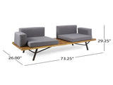 Outdoor Acacia Wood 2 Seater Sofa with Metal Legs for Garden Patio 62255.00TFNH
