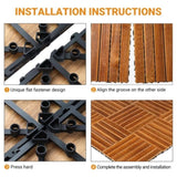 27pcs Wood Interlocking Deck Tiles 11.8"x11.8", Waterproof Flooring Tiles for Indoor and Outdoor, 80119626