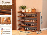 5 Tier Bamboo Shoe Rack, Free Standing Shoe Storage Organizer with Wood Grain Finish, Space Saving 65104641