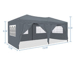 ZUN 10 x 20 ft Heavy Duty Awning Canopy Pop Up Gazebo Marquee Party Wedding Event Tent with 6 Removable 02117823