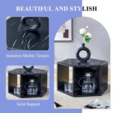 Hexagonal MDF coffee table, black marble pattern stickers, multi-hole design to give more storage W1512P348809