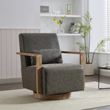 30.3"W Swivel Modern Upholstered Accent Chair with Solid Wood Armrests and 360 Degree Comfy Lounge W1298P246437